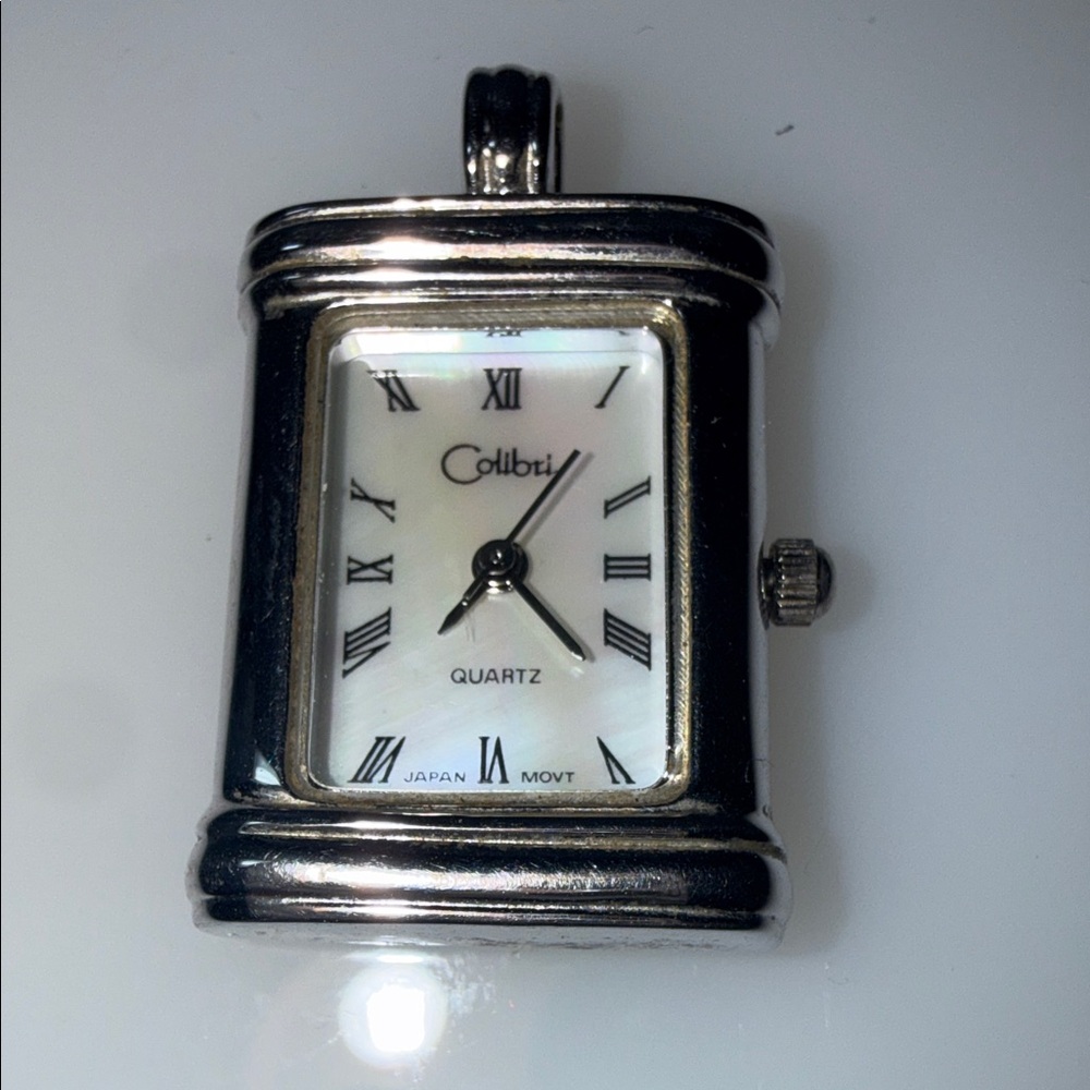 Colibri Sterling Rectangular Case and Mother-of-Pearl Pendant Watch
